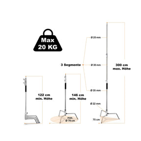 C-Stand Stativ, 300 cm